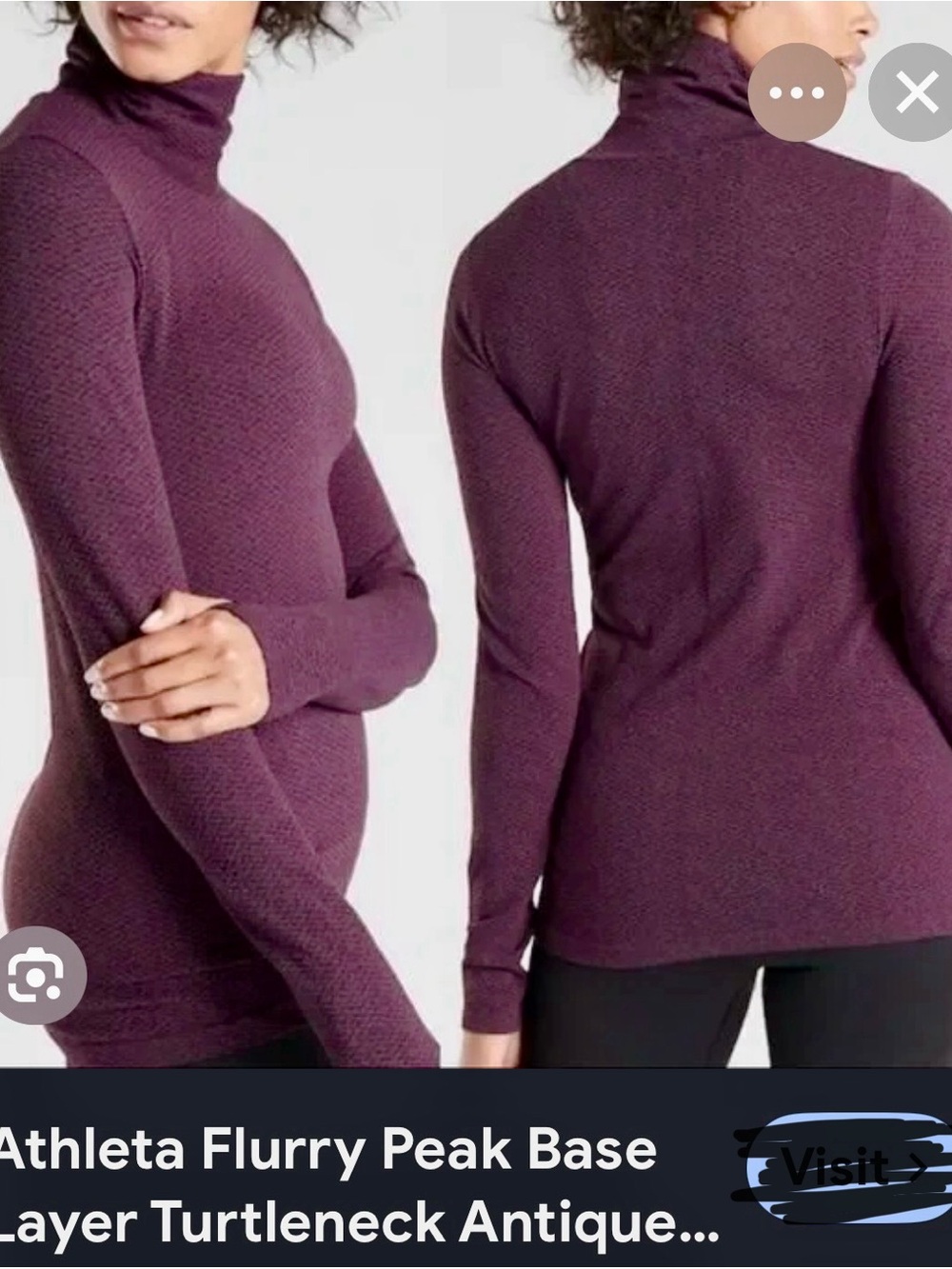 Athleta flurry peak turtleneck in antique burgundy & black NWT $89 S